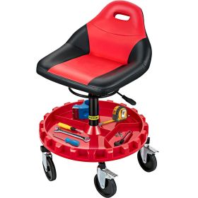 VEVOR Rolling Garage Stool, 300LBS Capacity, 18"-23" Adjustable Height Range, Mechanic Seat with Swivel Casters and Tool Tray, for Workshop