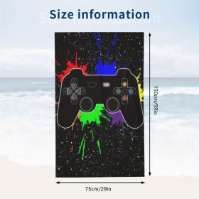 1pc Oversized Sandproof Beach Towel; Game Joystick Pattern; Fast Dry Beach Accessories; For Travel Swim Pool Party Yoga Camping 59"x29"; Bathroom Acce