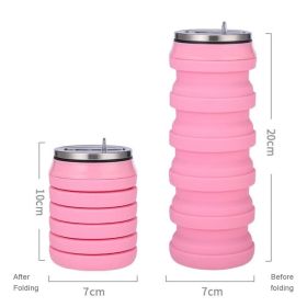 480ml Foldable Silicone Water Cup Creative Protable Travel Cycling Running Water Bottle Folding Outdoor Sports Kettle Drinkware (Color: 02, Capacity: 480ml)