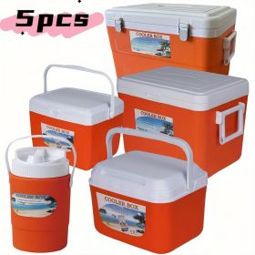 5.2/8.4/13.7/28.5/47.5QT Picnic Insulated Box, Fresh-Keeping Box, Outdoor Picnic, Barbecue, Camping Portable Insulated Box, Orange Fresh-Keeping Box (orange: 1QT+5.2QT+13.7QT+28.5QT+47.5QT)