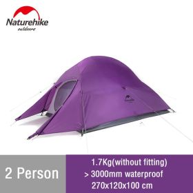 Naturehike Cloud Up Camping Tent Hiking Outdoor Family Beach Shade Waterproof Camping Portable 1 2 3 person Backpacking Tent (Color: 2 man - Purple)